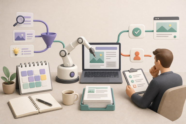 Automazione contenuti blog con AI e revisione umana su WordPress