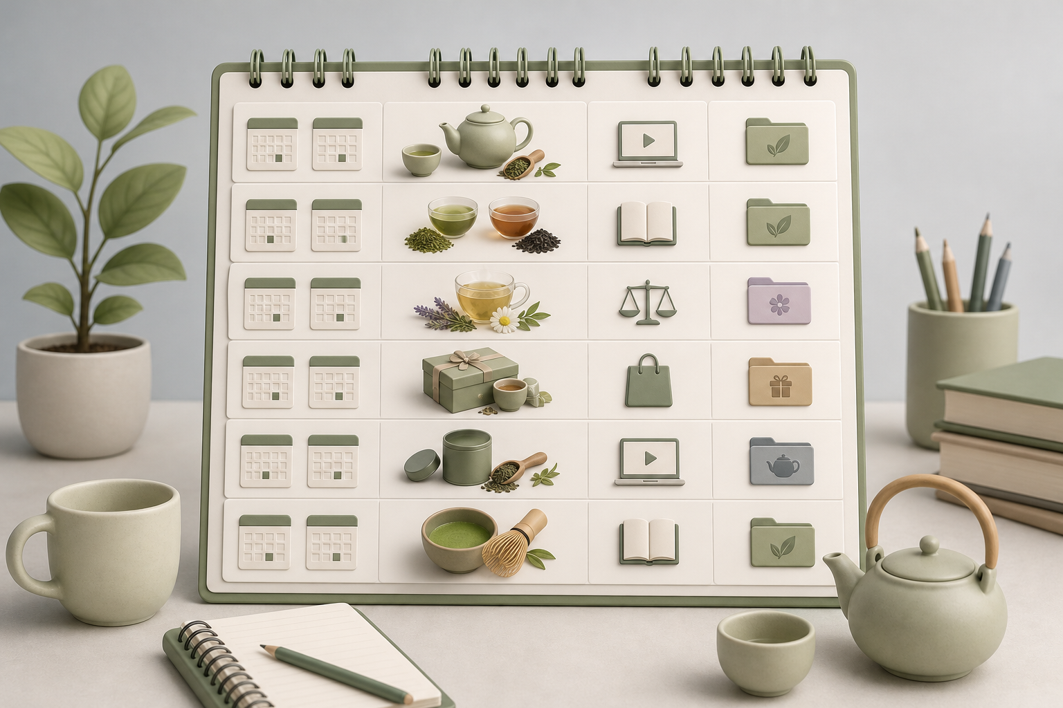 Three-month blog content calendar example for an online tea shop