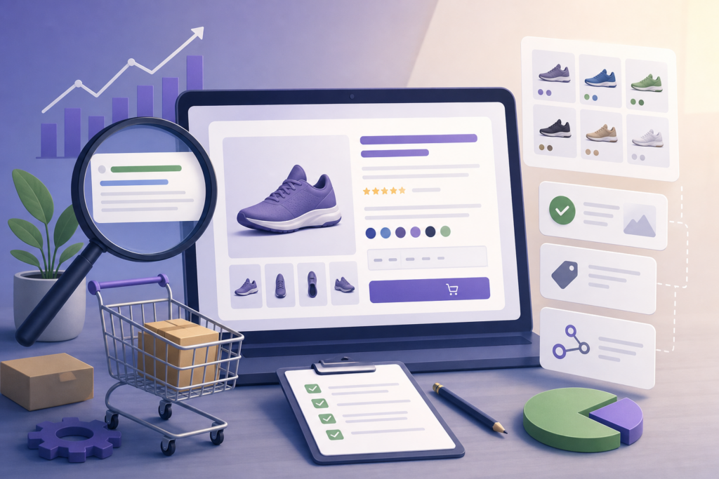 SEO per WooCommerce: scheda prodotto ottimizzata di una tazza in ceramica blu